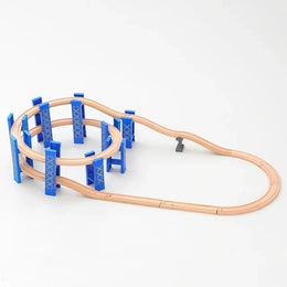 NEW Wooden Train Track Set Wood Railway Tracks Spiral Train Tracks Compatible With Wooden Train Toys For Kids Gifts