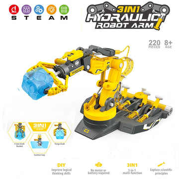 Diy 3In1 Assembled Explore Kids Hydraulic Robot Mechanical Arm Science Experiment Engineering Puzzle Toy Set for Children Gift