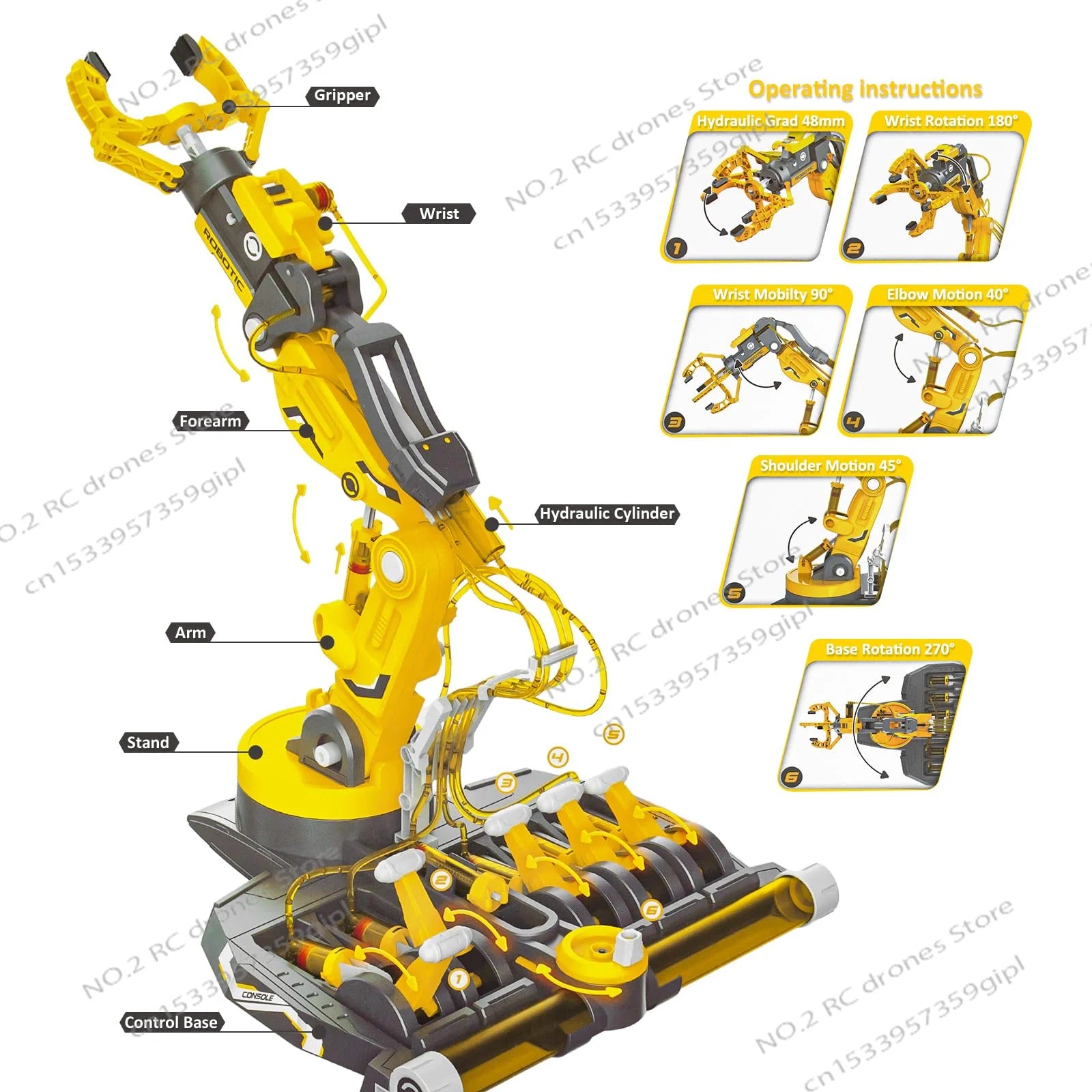 Diy 3In1 Assembled Explore Kids Hydraulic Robot Mechanical Arm Science Experiment Engineering Puzzle Toy Set for Children Gift