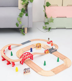 NEW Wooden Train Track Set Wood Railway Tracks Spiral Train Tracks Compatible With Wooden Train Toys For Kids Gifts