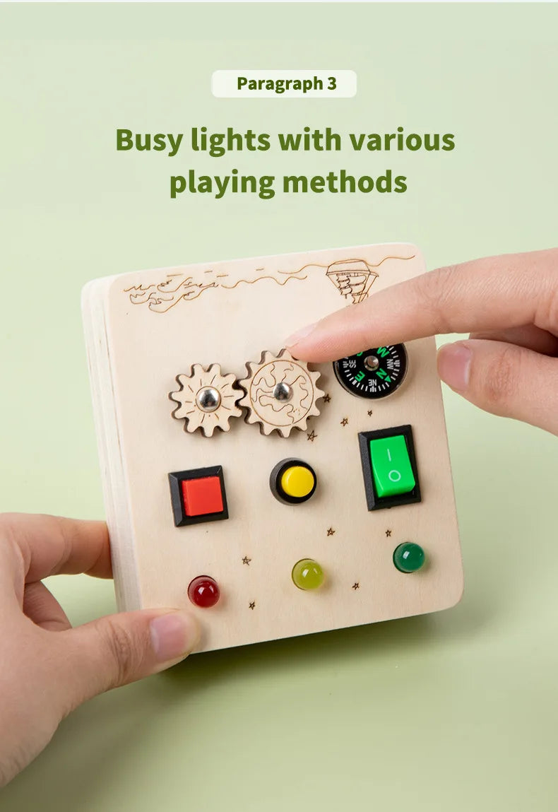 Montessori Busy Board Circuit LED Light Socket ON/OFF Baby Early Hand Fine Cognitive Education Teaching Aids Toy Gifts Busyboard