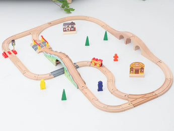 NEW Wooden Train Track Set Wood Railway Tracks Spiral Train Tracks Compatible With Wooden Train Toys For Kids Gifts