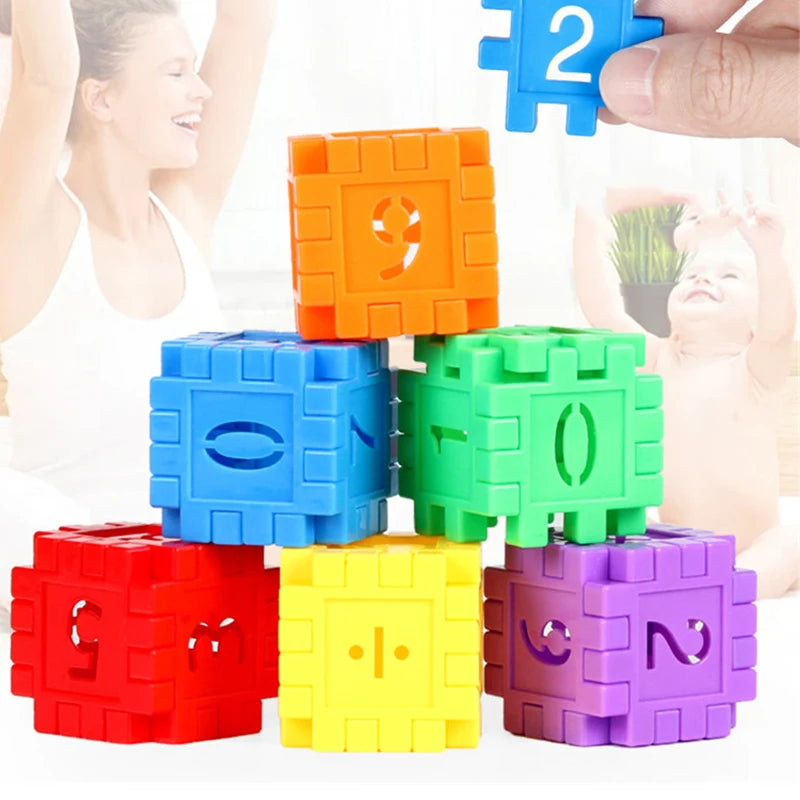 100Pcs Number Building Blocks DIY Toy Large Particles Colorful Creative Assemble Bricks Math Blocks Children Early Education Toy