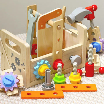 Montessori Children Wooden Toolbox Pretend Play Set Nut Disassembly Screw Game Assembly Simulation Repair Carpenter Plaything