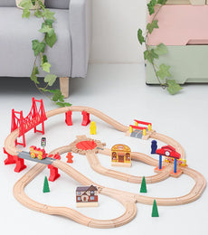 NEW Wooden Train Track Set Wood Railway Tracks Spiral Train Tracks Compatible With Wooden Train Toys For Kids Gifts