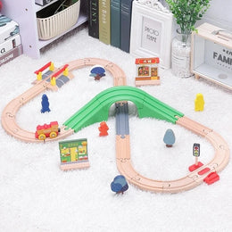 NEW Wooden Train Track Set Wood Railway Tracks Spiral Train Tracks Compatible With Wooden Train Toys For Kids Gifts