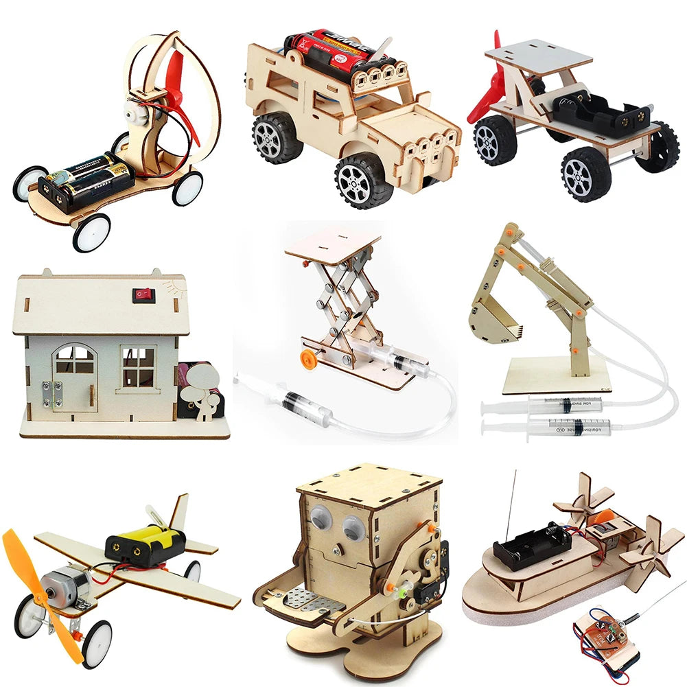 DIY Science Toys Children Educational STEM Projects Kits 3D Assemble Car Boat Model Wood Puzzle Toy Scientific Experiment Kit