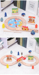 NEW Wooden Train Track Set Wood Railway Tracks Spiral Train Tracks Compatible With Wooden Train Toys For Kids Gifts