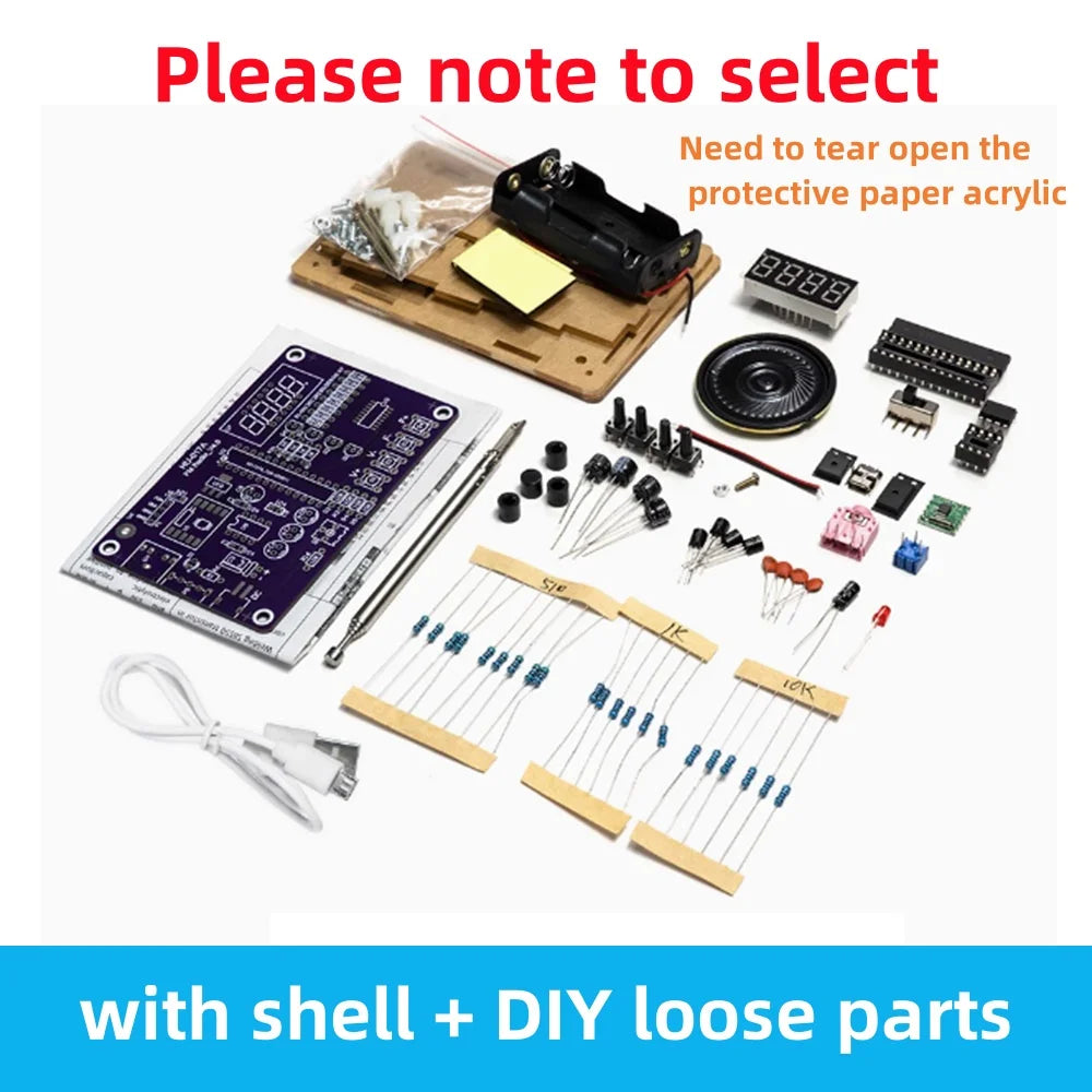 DIY FM Radio Electronic Kit Adjustable Frequency 87-108MHz Digital Display DIY Soldering Project Practice Solder RDA5807S