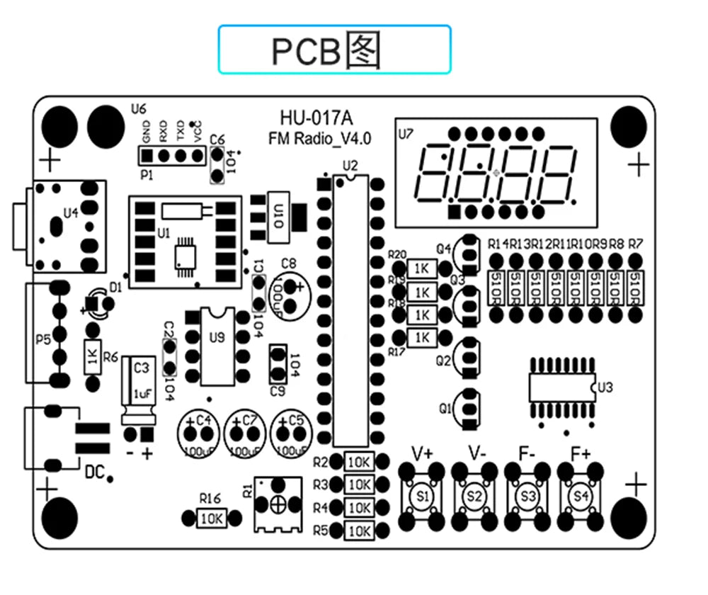 DIY FM Radio Electronic Kit Adjustable Frequency 87-108MHz Digital Display DIY Soldering Project Practice Solder RDA5807S