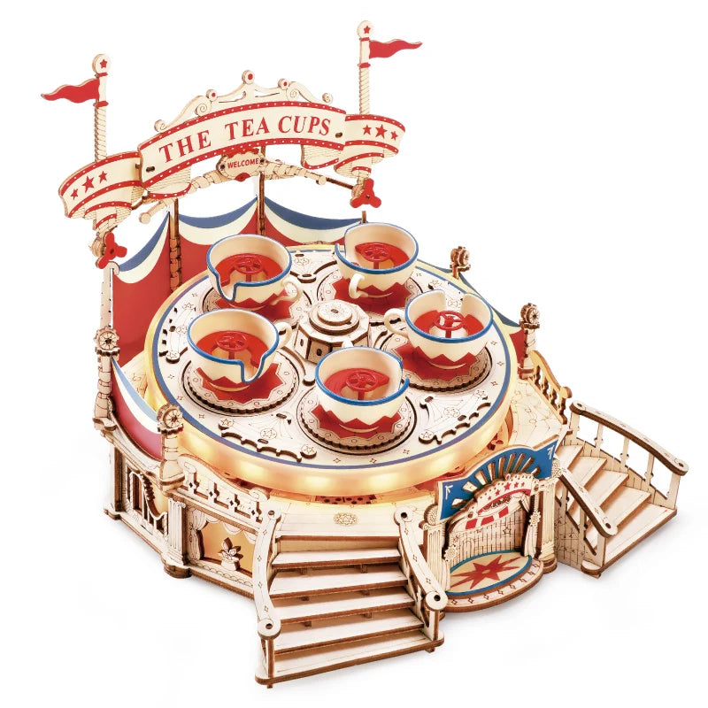 Robotime Rokr Tilt-A-Whirl The Tea Cup Amusement Park Series Building Toy Birthday Xmas Gifts for Kids Children 3D Wooden Puzzle