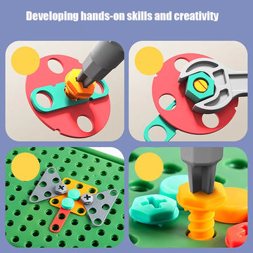 Vis de perçage 3D, Puzzle de démontage créatif, jouets pour enfants, briques de construction, ensemble de perceuse électrique, jouet éducatif