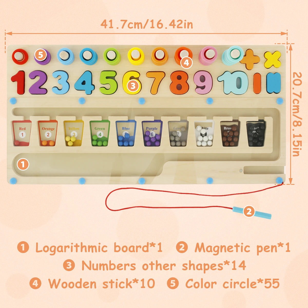 Magnetic Color and Number Maze with Magnetic Pen Wooden - vistoys 