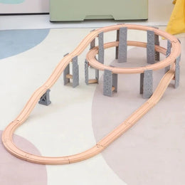 NEW Wooden Train Track Set Wood Railway Tracks Spiral Train Tracks Compatible With Wooden Train Toys For Kids Gifts