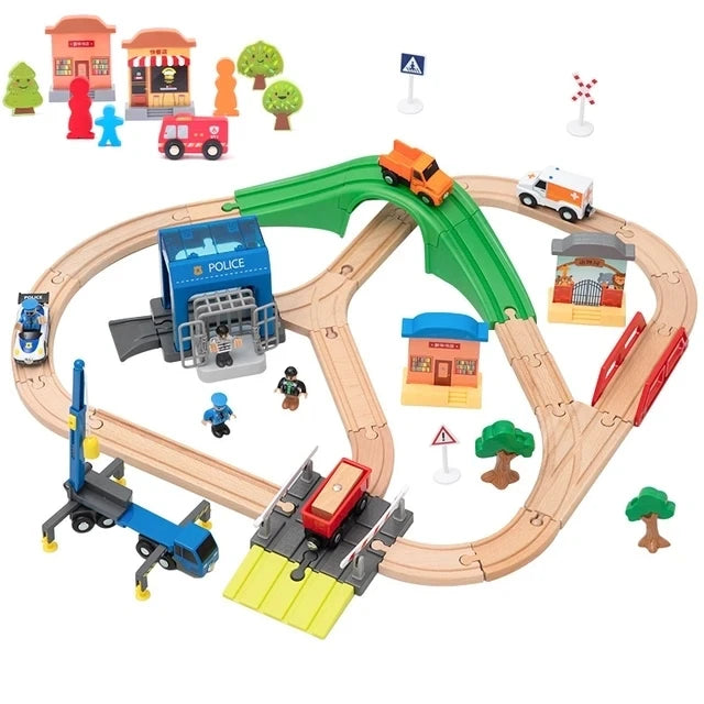 Nouveau jeu de voies de Train en bois, voies ferrées en bois, voies de Train en spirale compatibles avec les jouets de Train en bois, cadeaux pour enfants