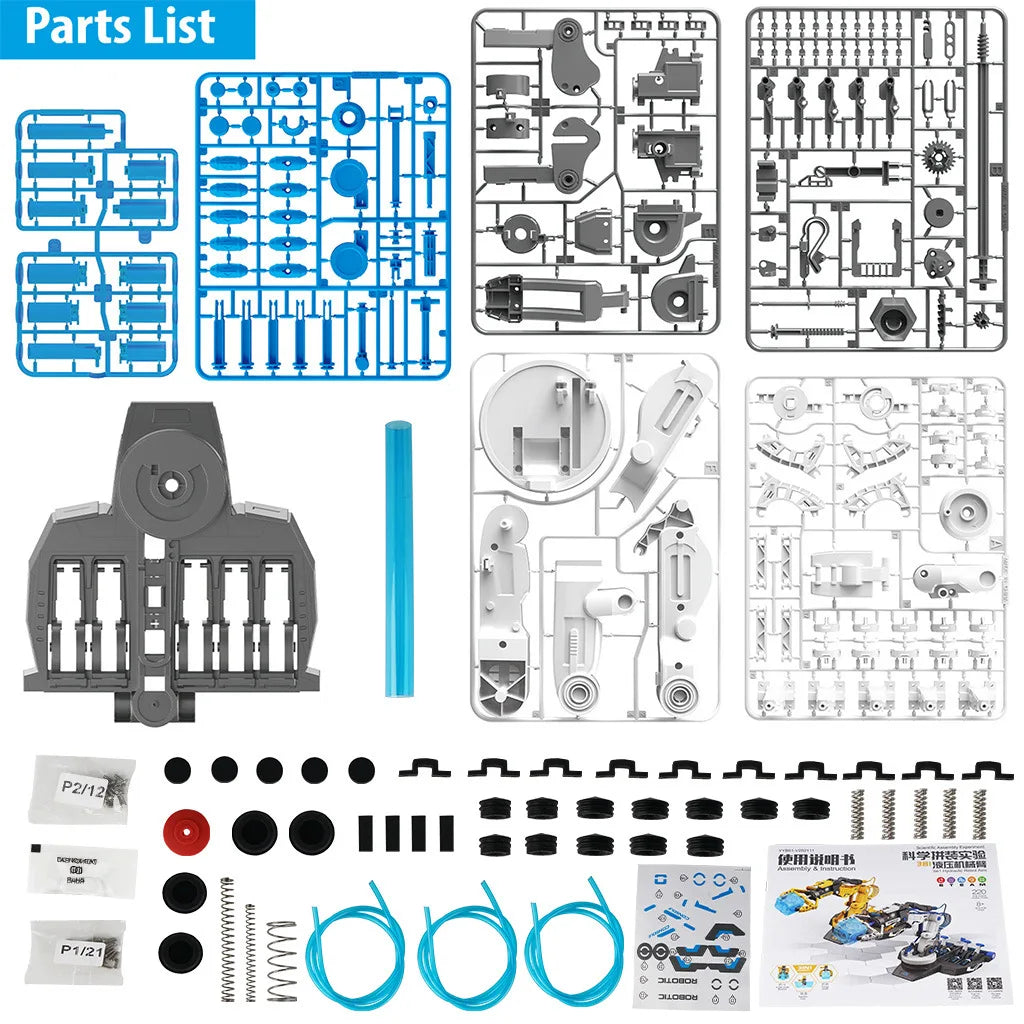 Diy 3In1 Assembled Explore Kids Hydraulic Robot Mechanical Arm Science Experiment Engineering Puzzle Toy Set for Children Gift