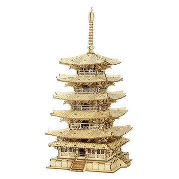 Robotime Rolife 275pcs DIY 3D Five-storied Pagoda Wooden Puzzle Game Assembly Constructor Toy Gift for Children Teen Adult TGN02