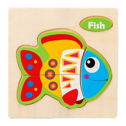 Baby Toy 3D Wooden Puzzle Kids Toy Wood Jigsaw Puzzle Cartoon Animal Vehicle Baby Early Educational Toys for Children Gift