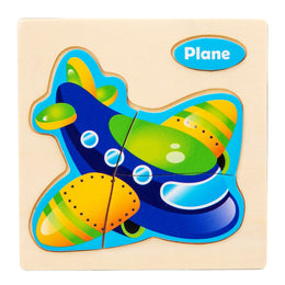 Baby Toy 3D Wooden Puzzle Kids Toy Wood Jigsaw Puzzle Cartoon Animal Vehicle Baby Early Educational Toys for Children Gift