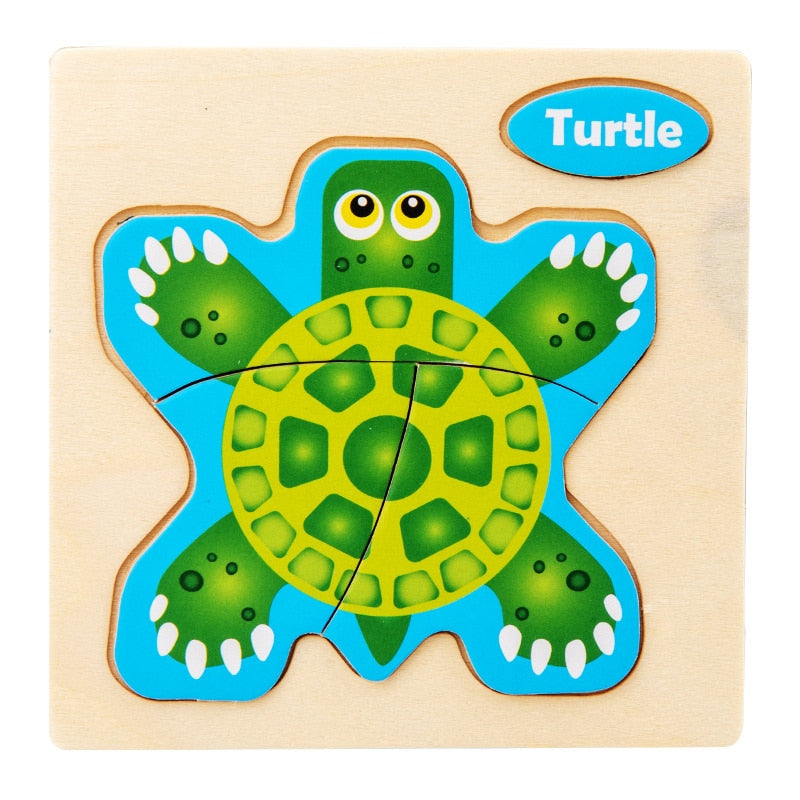 Baby Toy 3D Wooden Puzzle Kids Toy Wood Jigsaw Puzzle Cartoon Animal Vehicle Baby Early Educational Toys for Children Gift - vistoys 